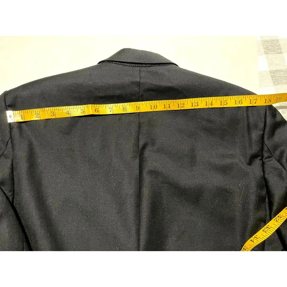 Lauren Ralph Lauren wool sport coat black blazer business logo button men's 38 R